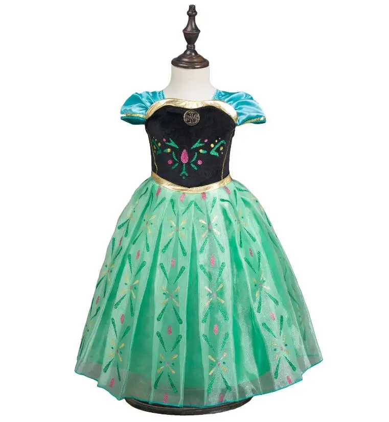 Платье принцессы Анны и Эльзы для девочек; карнавальный костюм; детская плиссированная юбка; нарядное платье принцессы для костюмированной вечеринки; костюм Снежной Королевы на Хэллоуин - Цвет: dress only