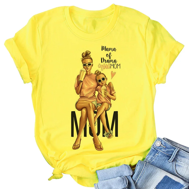 Super Mom yellow T shirt Women Mother's Love Print T-shirt Harajuku Mama TShirt Vogue Tops tee shirt Femme Vogue 2020 new Summer