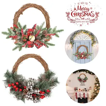 

Christmas Wreath Multifunctional Reusable Advent Garland with Variant Red Berry Bells for Window Door Decor 19.6 Inch