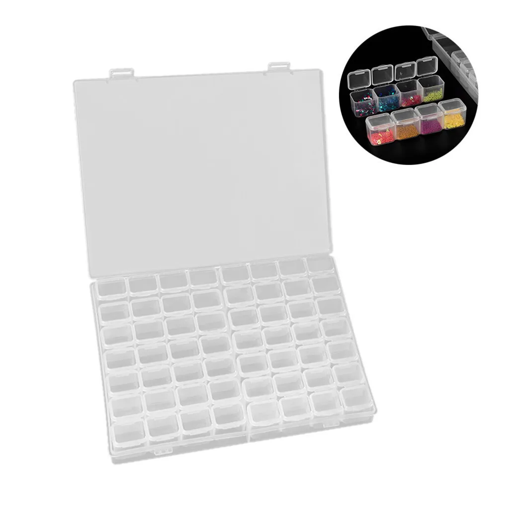 56 Dividers Nail Beads Gem Diamond Display Storage Case Plastic Jewelry Necklace Holder Organizer Box