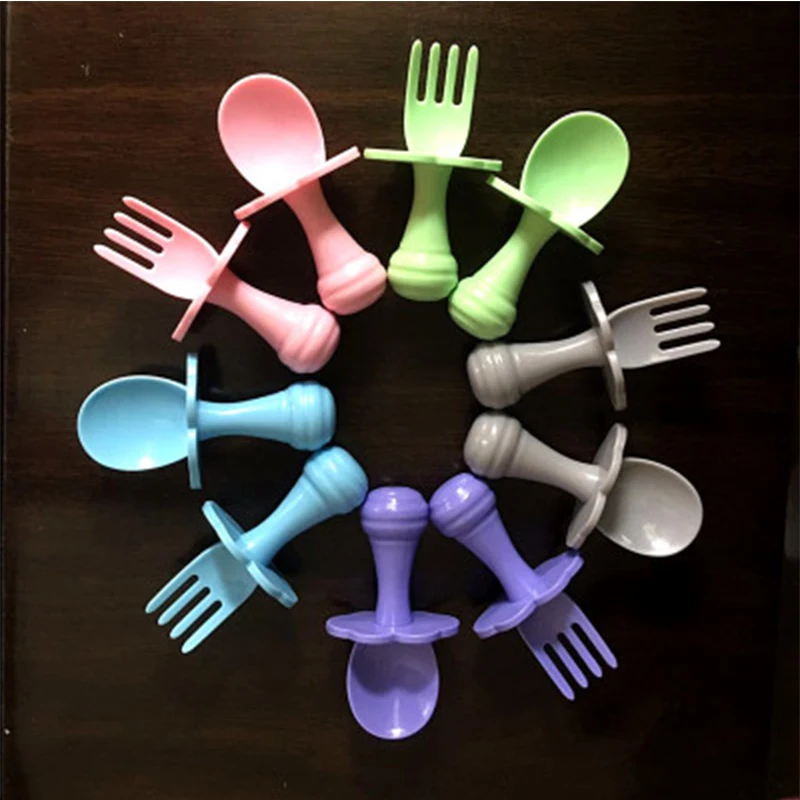 

Baby Training Fork Spoon Set Newborn Feeidng Soup Spoon Candy Colors Kid Food Supplement Fruit Fork Safety PP Material Tableware