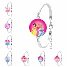 Горячий мультфильм блонд принцесса и ледяная королева Серии Стеклянные выпуклые дамы браслет девушка ювелирные изделия подарок