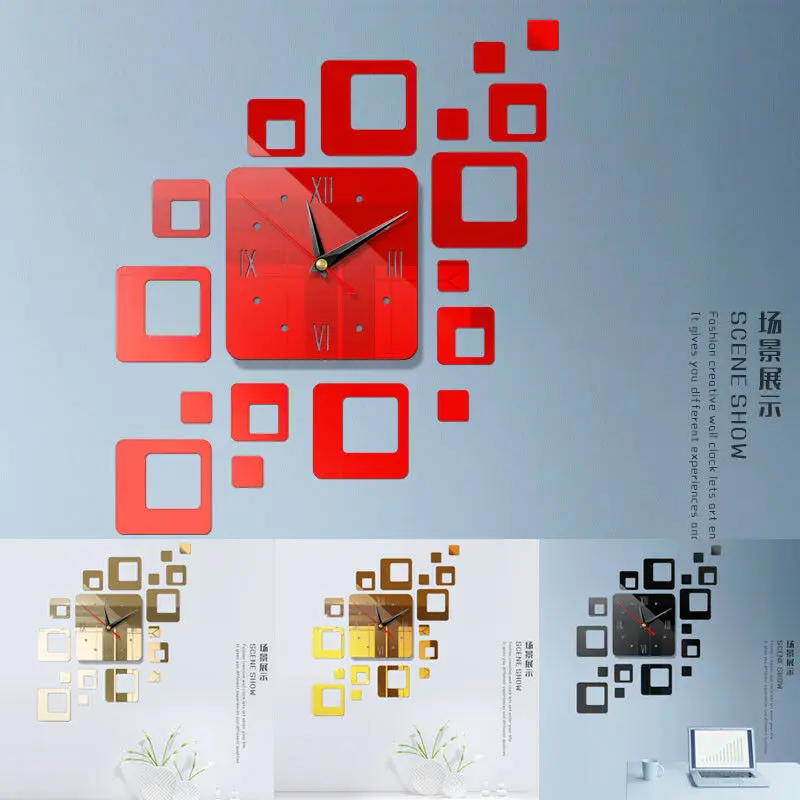1 шт. современный большой 3D зеркальная поверхность настенные часы стикер домашний офис комната DIY Декор