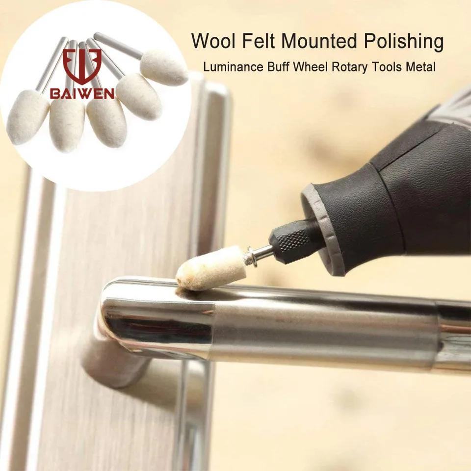10 Punte Per Lucidatura In Feltro - Testa 30mm, Supporto 1/4", Per Strumenti Rotanti, Levigatura E Pulizia - Foto 3
