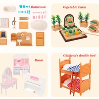 1/12 Forest Animal Family Simulation Mini Girl Home Toy House 1:12 Forest Hut Mini Kids Villa ABS Kitchen Hut 2