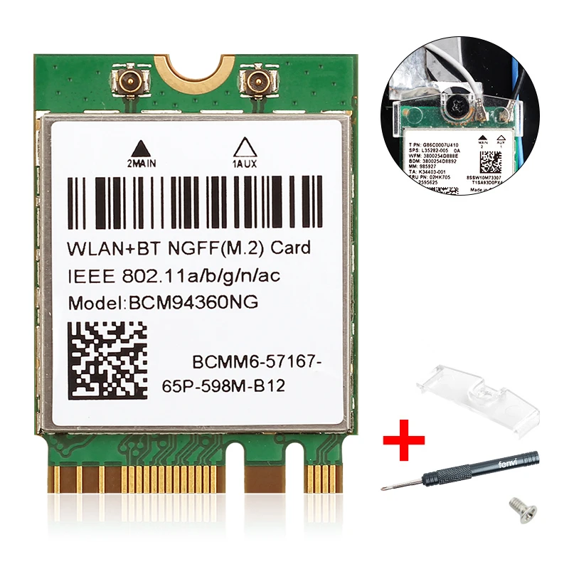 1200 Мбит/с 802.11ac WiFi BCM94360NG NGFF M.2 BCM94360CS2 5 ГГц WLAN Bluetooth 4 0 карта DW1560 для Windows Mac