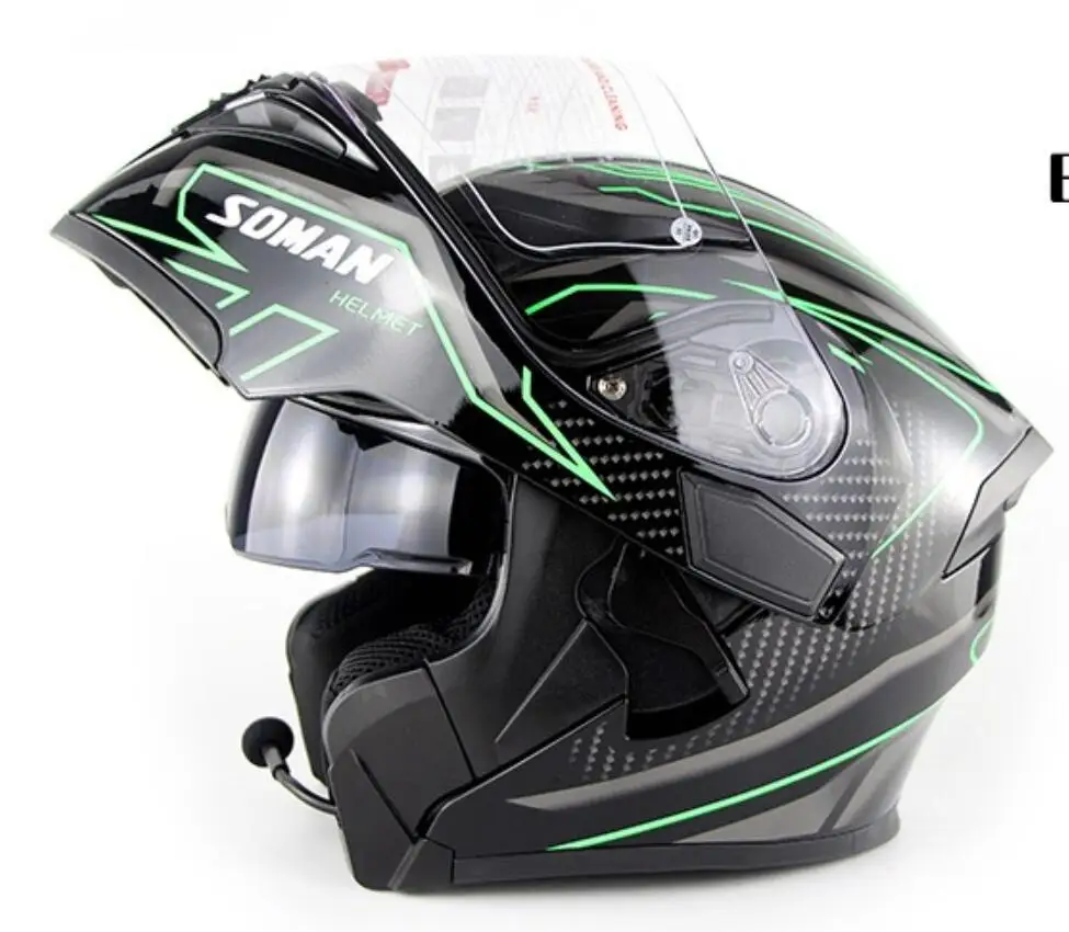 Полное лицо Soman 955 двойные линзы мотоциклетные шлемы мотоциклетные Capacetes Moto Casco точка утверждения откидной шлем - Цвет: C