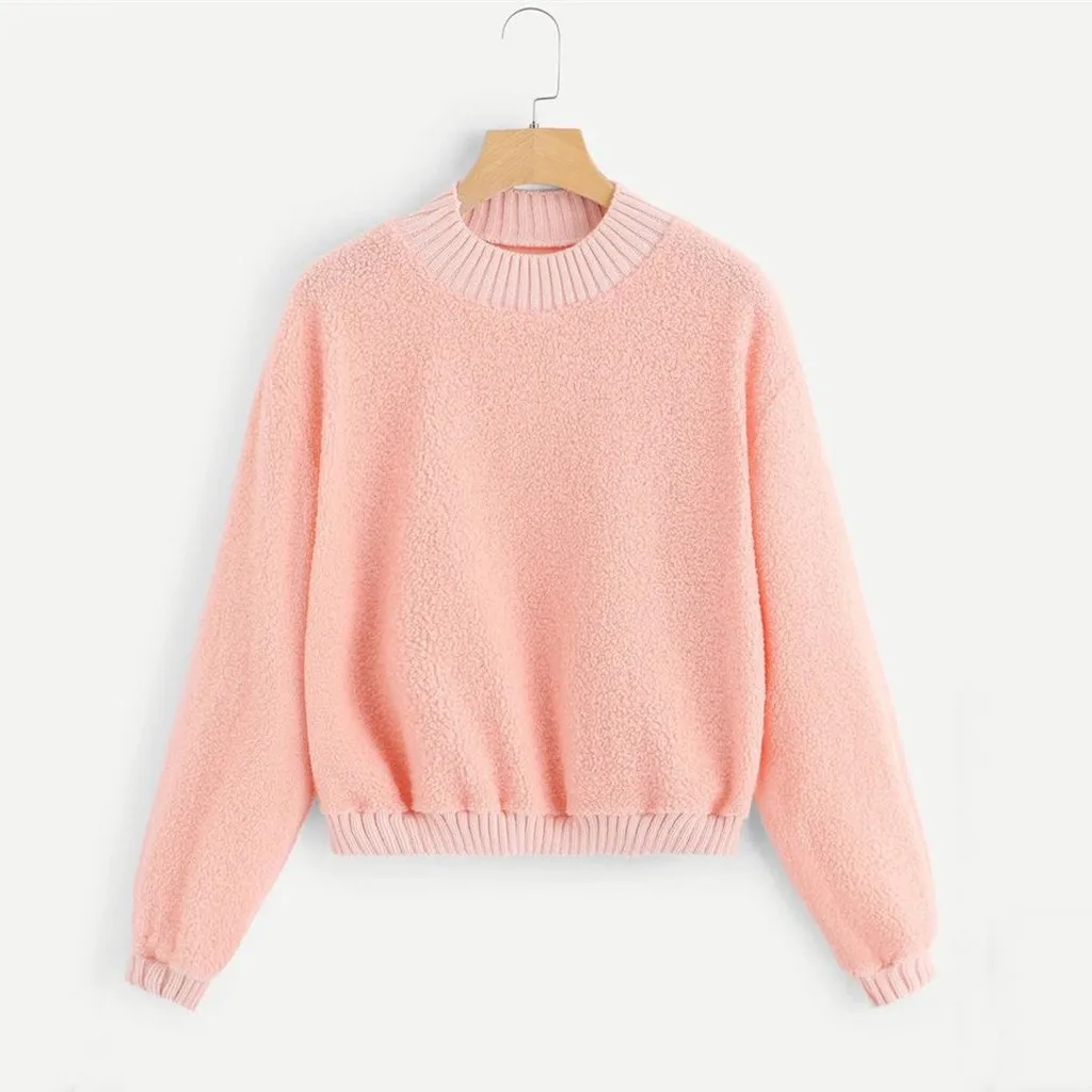 

Autumn Winter Women Solid Color Long Sleeve Casual Sweater Pullover Shirt Wild Tops Blouse