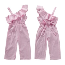 Детский комбинезон в полоску без рукавов с открытыми плечами для маленьких девочек; Одежда для новорожденных