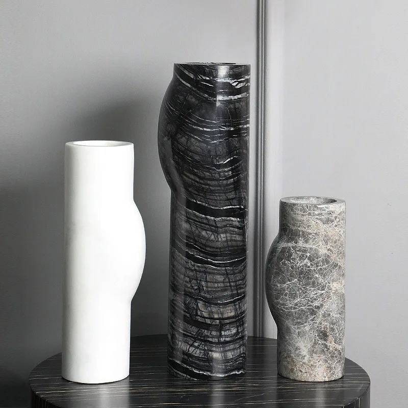 

New Style Soft Loading Marble Vase Decorations Wedding Shop Model Room Northern European-Style Decoration Creative Flower Holder