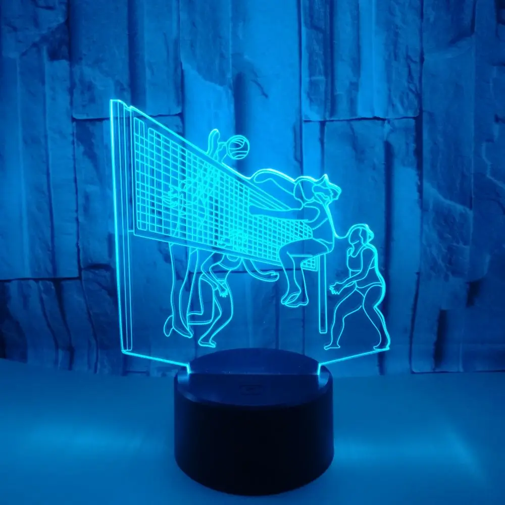 3D светодиодный играть волейбол моделирование настольная лампа USB 7 цветов