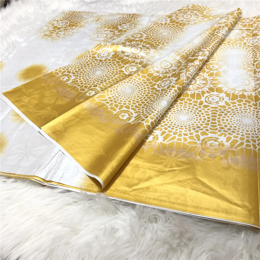 

NEW African 100%cotton Perfume 4yards RIche Fabric Shining Golden Bazin Riche Fabric print bazin riche fabric