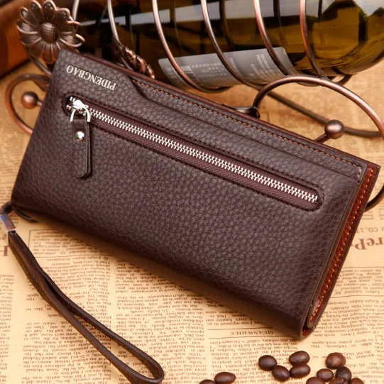PIDENGBAO, мужские кошельки, кошелек, мужские кошельки, кожаный кошелек, carteras carteira masculine walet, клатч, portefeuille homme monedero - Цвет: Dark Coffee