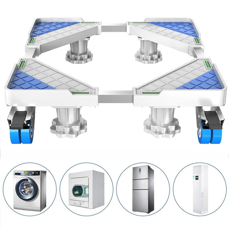 Washing Machine Stand Universal Mobile fridge Base Multi-functional Adjustable Base for Dryer Refrigerator (4 Wheel and Feets)