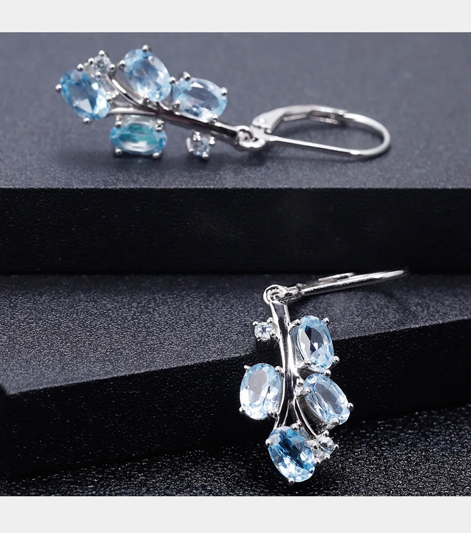 GEM'S балетные 925 пробы серебряные пальмовые серьги в виде дерева 5.01Ct натуральный Небесно-Голубой топаз Драгоценный Камень Висячие серьги для женщин хорошее ювелирное изделие