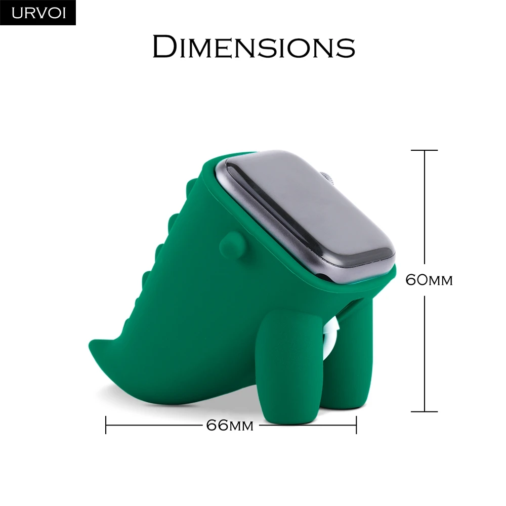 URVOI dinosaur stand for apple watch holder series 8 7 65432 SE WatchOS Nightstand keeper silicone home charging dock for iWatch