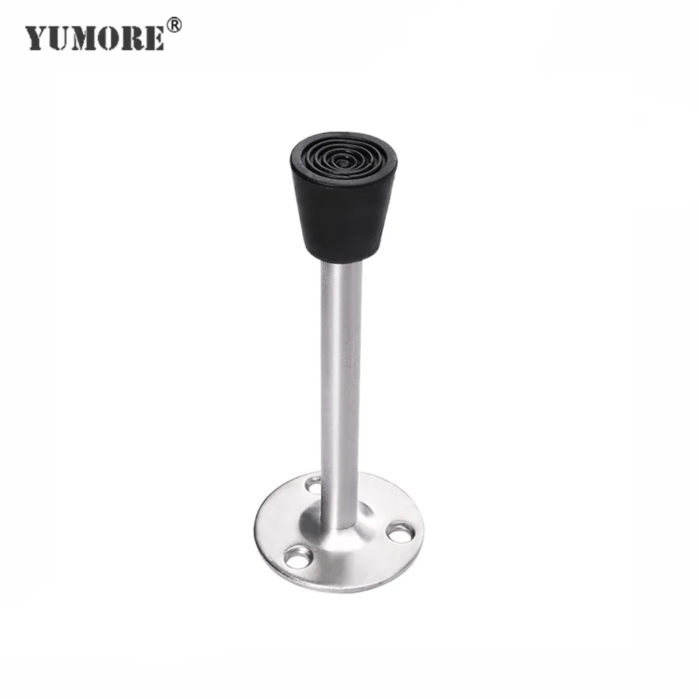 

YUMORE SUS Round Base Door Stoppers Decorative Wall Mounted Door Stops Rubber Stainless Steel Door Holder Furniture Hardware