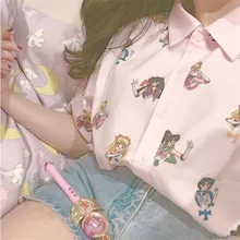 Gagarich Сейлор Мун розовый короткий рукав рубашки Harajuku футболка женская одежда косплей милые кавайные Топы