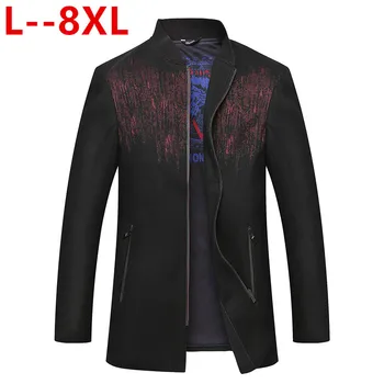 

Plus size 10XL 8XL Autumn Men Vintage Coat Fashion Stand Collar Men Long Overcoat Casual Plus Size Outwear Men Slim Long Jacket