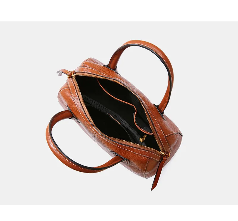 Lady real leather bag pillow bag handbag autumn winter female style head layer cowhide litchi grain one shoulder cross bag