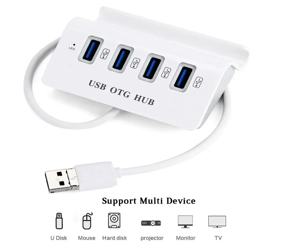 Micro USB концентратор OTG 4 порта USB 3,0 разветвитель для huawei mate 20 pro pc ноутбук аксессуары для рабочего стола Micro-USB к USB 3,0 USB-HUB