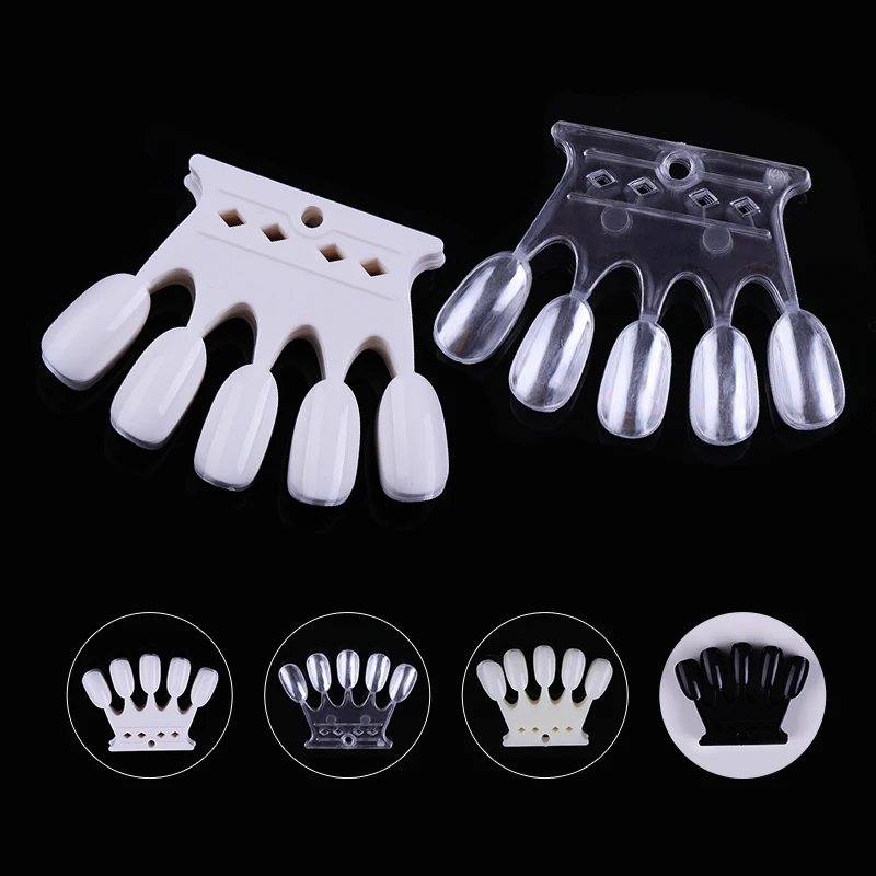

10 pcs/set White Clear Fake Nail Art Tips Round Shaped Color Card Practice Display Full Cover False Tips Nail Art Tools