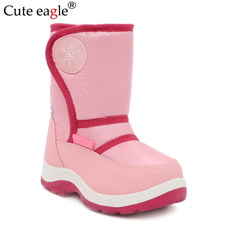 

Cute eagle Kid's Winter Girls Snow Boots Little Princess Outdoor Durable Rain Boots with Zipper Toddler Kids Anti-slip Shoes