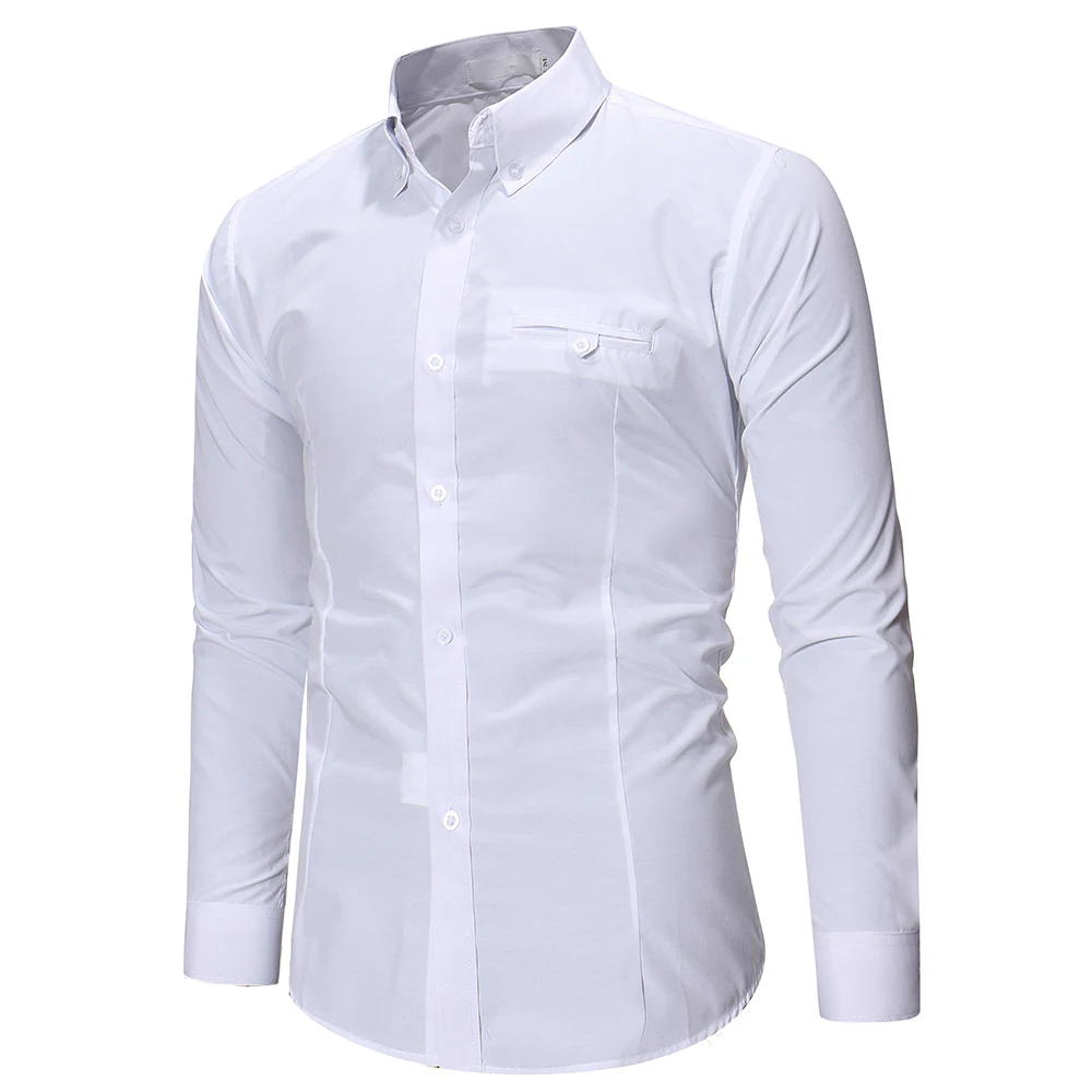 Мужская Повседневная рубашка Slim Fit Мужская Повседневная рубашка на пуговицах большой код рубашка с длинными рукавами официальные сорочки мужская одежда