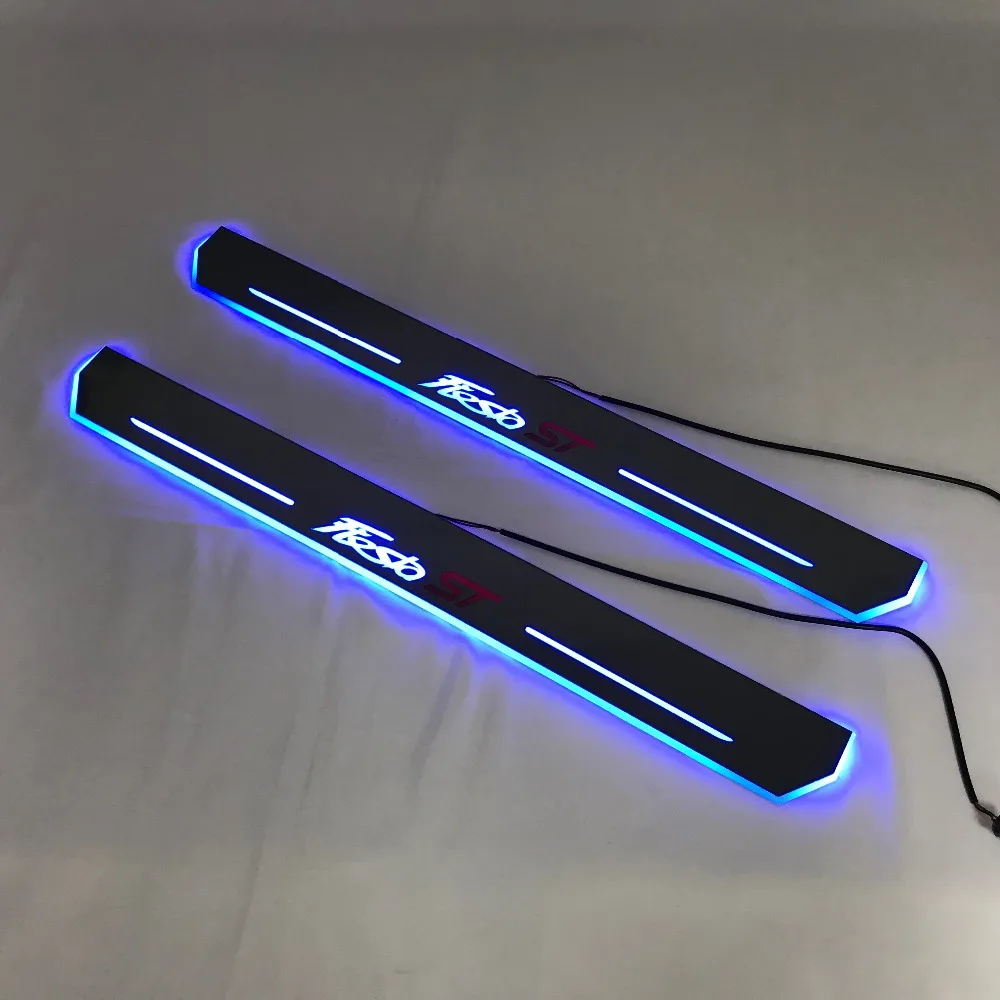 RQXR led движущиеся двери потертости для ford fiesta st динамический порог пластина плоская подкладка накладка струящаяся/натюрморт свет, 2 шт