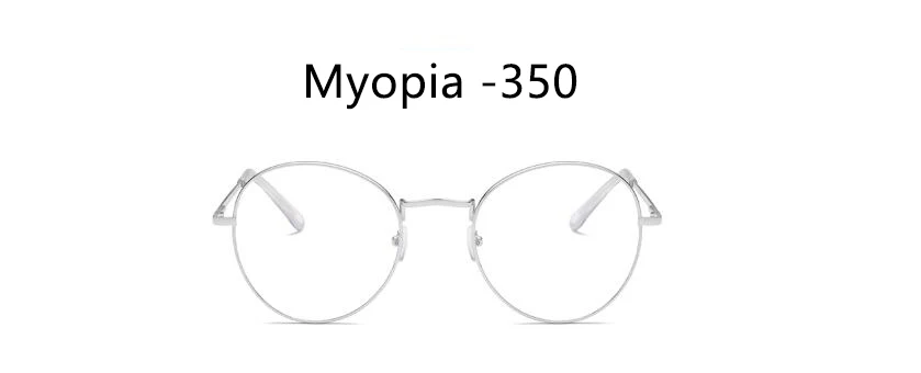 Silver 350 Готовые Очки для близорукости, женские и мужские, синий светильник, блокирующие прозрачные круглые очки, металлическая оправа для очков, ретро очки для компьютера - Цвет оправы: Silver 350
