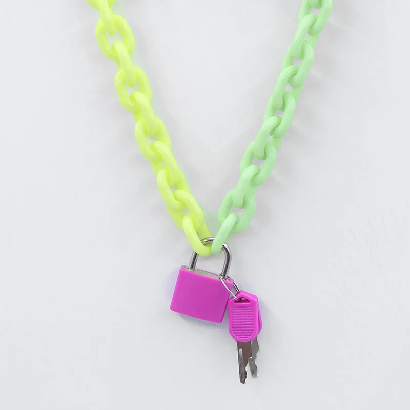 Harajuku Resin Necklace for Women Jewelry Bead Chain Female Symbol Internet Girl Choker Punk Rock Collares Mujer CL58