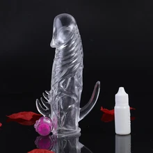 Flexible Silicone Condom Delay Extension Crystal Sleeve Extender Enlarger Erection Impotence Aid Stimulator Sex Massage Toys A35
