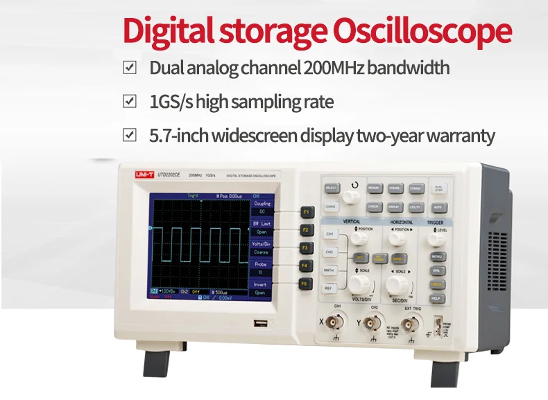 UNI-T цифровой осциллограф DS1102E DS1052E 100 м 50 м двухканальный цифровой осциллограф