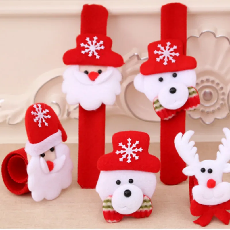 Christmas Patting Circle Bracelet Watch Santa Claus Snowman Deer New Year Party Toy Wrist Decoration Xmas Children Gift