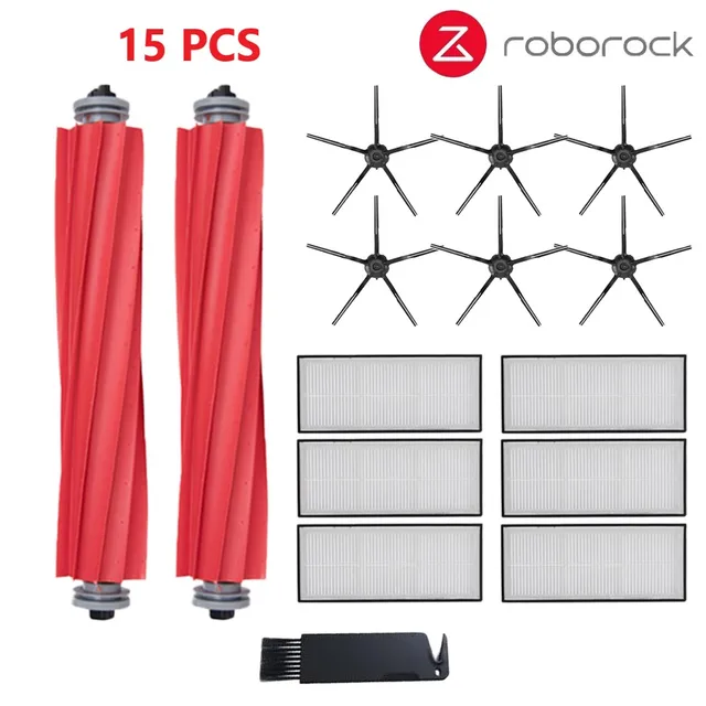 Xiaomi Roborock S70 S7 S7Max T7S T7S Plus Main Brush Hepa Filter Mop Pad Vacuum Cleaner spare Parts Roborock S7 Accessories Black 15pcs