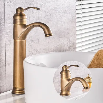 

Free shipping Antique Brass Basin Faucets Crane Sink Basin Water Mixer Taps torneira