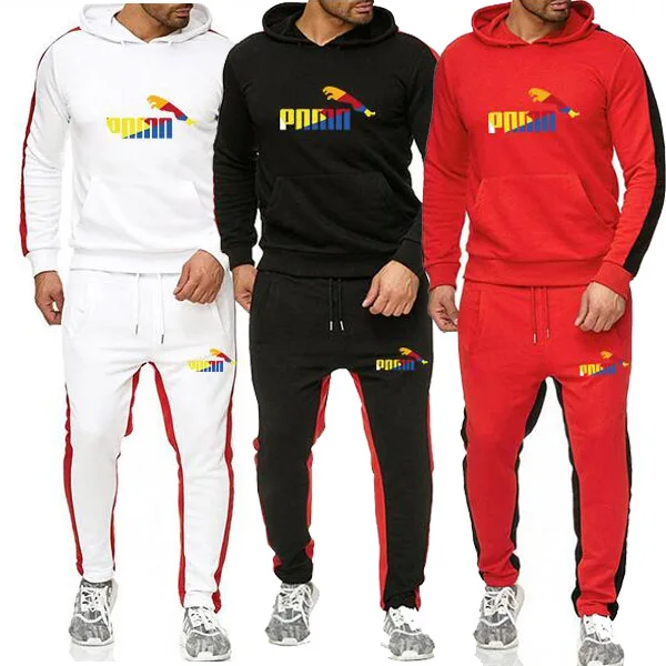 

2 Piece Sets Tracksuit Men 2020 New Brand Autumn Winter Print Hooded Sweatshirt+pants Pullover Hoodie Sportwear Suit Ropa Hombre