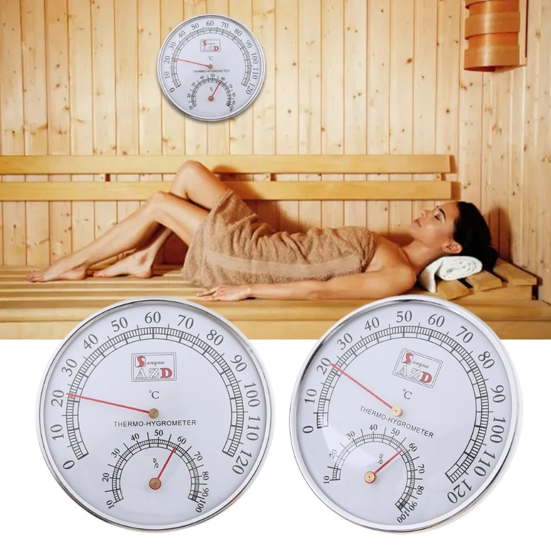 

C90D Sauna Thermometer metal Case Steam Sauna Room Thermometer Hygrometer Bath And Sauna Indoor Outdoor Used