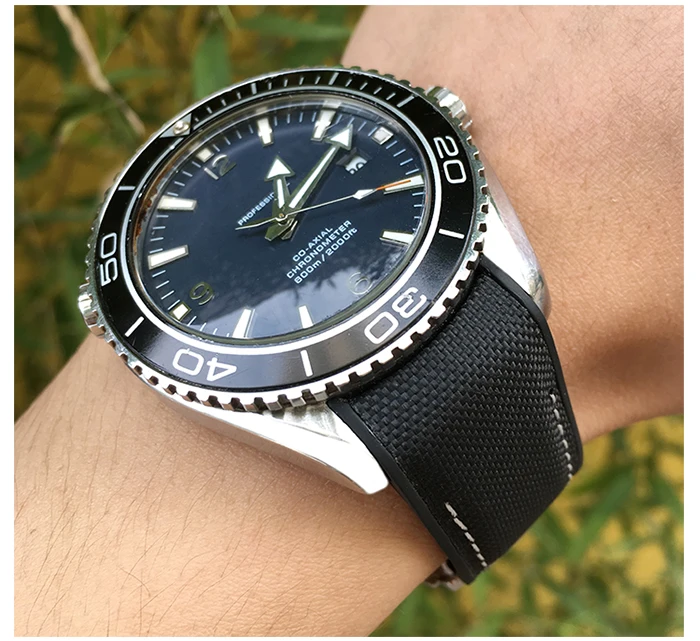 21 мм 22 мм Высококачественный сменный ремешок из нейлона и воловьей кожи для часов с пряжкой для часов Omega Planet Ocean Seamaster Tudor Watch