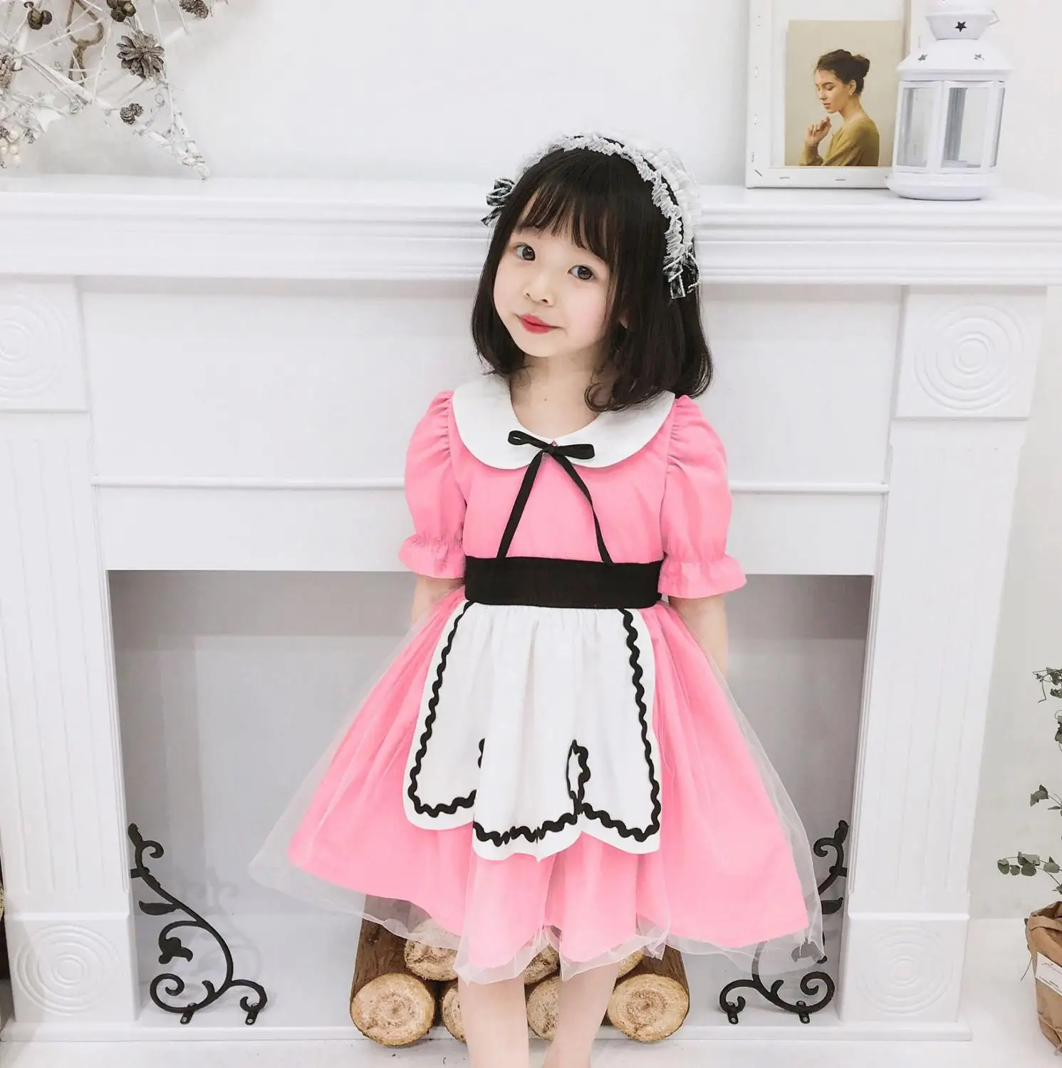 

Summer Toddler Girl Princess Dress Child Pink and Orange Clothes Child Cute Cotton Tutu Dress Birthday Party Dress 2-6Y