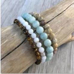 Многослойный браслет набор для мужчин Amazonite Tiger Eye Mala браслеты набор из 4 бисера Mala запястье Йога ювелирные изделия подарок для мужчин - Окраска металла: As pic show