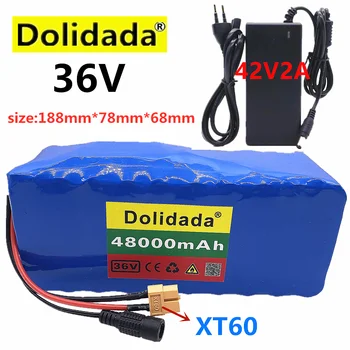

Dolidada XT60 plug 36V battery 10S4P 48Ah battery pack 500W high power battery 36V48000mAh Ebike electric bicycle BMS +Charger