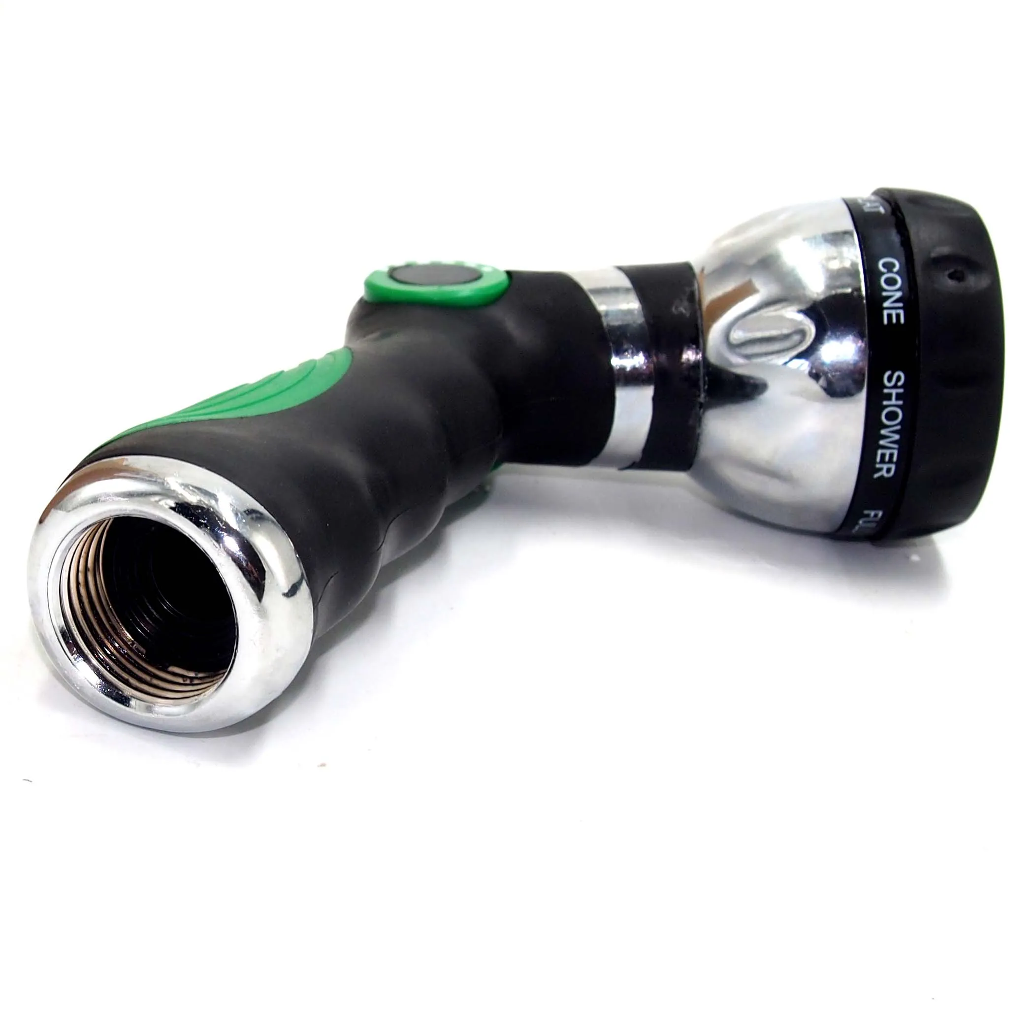 Metal 8 pattern thumb valve garden hose nozzle