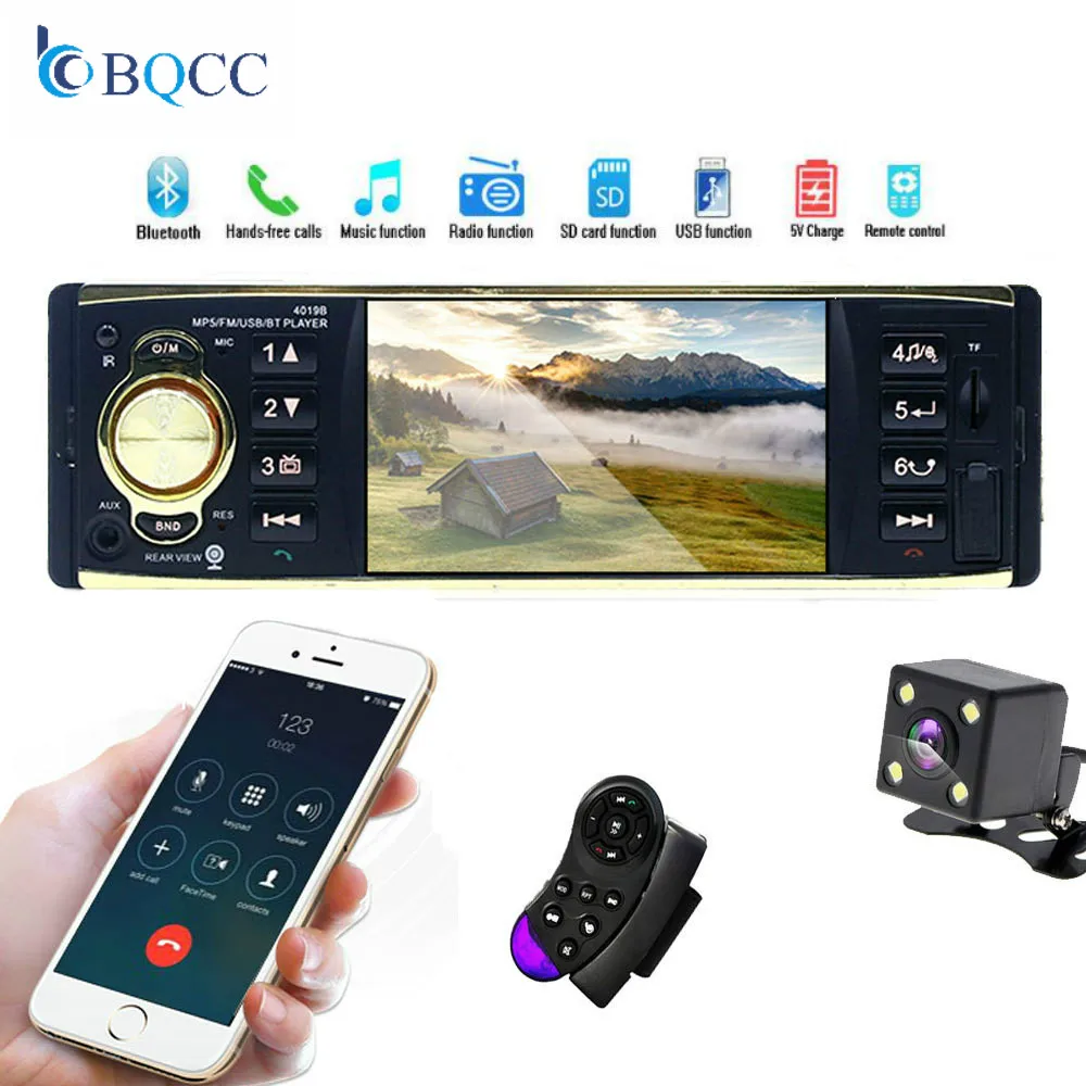 1 Din автомобильный Радио Аудио Стерео 4 ''TFT экран MP3-плеер Bluetooth с камерой заднего вида дистанционное управление USB FM