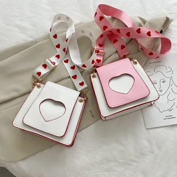 

New Arrival Small Bag Female 2020 Summer New Style Sweet Peach Heart Square Sling Bag INS GIRL'S Wide Straps Shoulder Bag Fashio