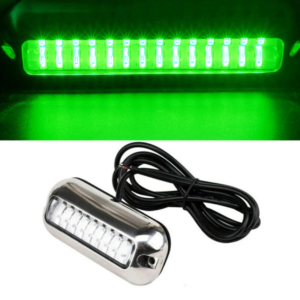 МОРСКОЙ лодочный светильник 27LED из нержавеющей стали зеленый подводный Понтонный транцевый светильник прочный и практичный в использовании