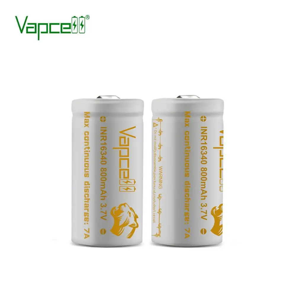 Высокая мощность HKJ тест Vapcell 16340 800mah 7A 3,7 v RCR123A аккумуляторная батарея для фонарика