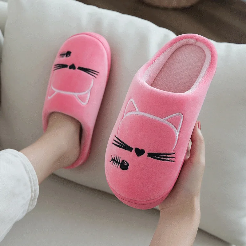 

Cartoon Cotton Slippers Women's Winter Indoor Warm Anti-slip Time of Childbirth Warm Household Home Men Couples Plush Cotton Sli