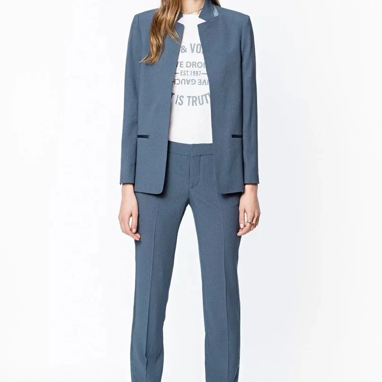 

2019 New Women Office Suit Set Blue Suit Coat Top or Pants