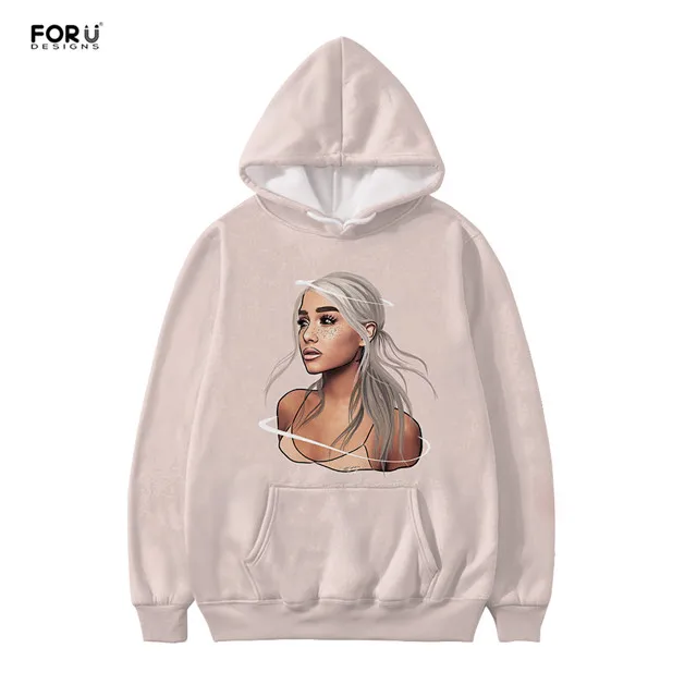 FORUDESIGNS/толстовки Kawaii Ariana Grande, толстовка с принтом, длинный рукав, Женская/Мужская одежда, лидер продаж, Повседневная Толстовка с капюшоном размера плюс 4XL - Цвет: HMC1527Z72W